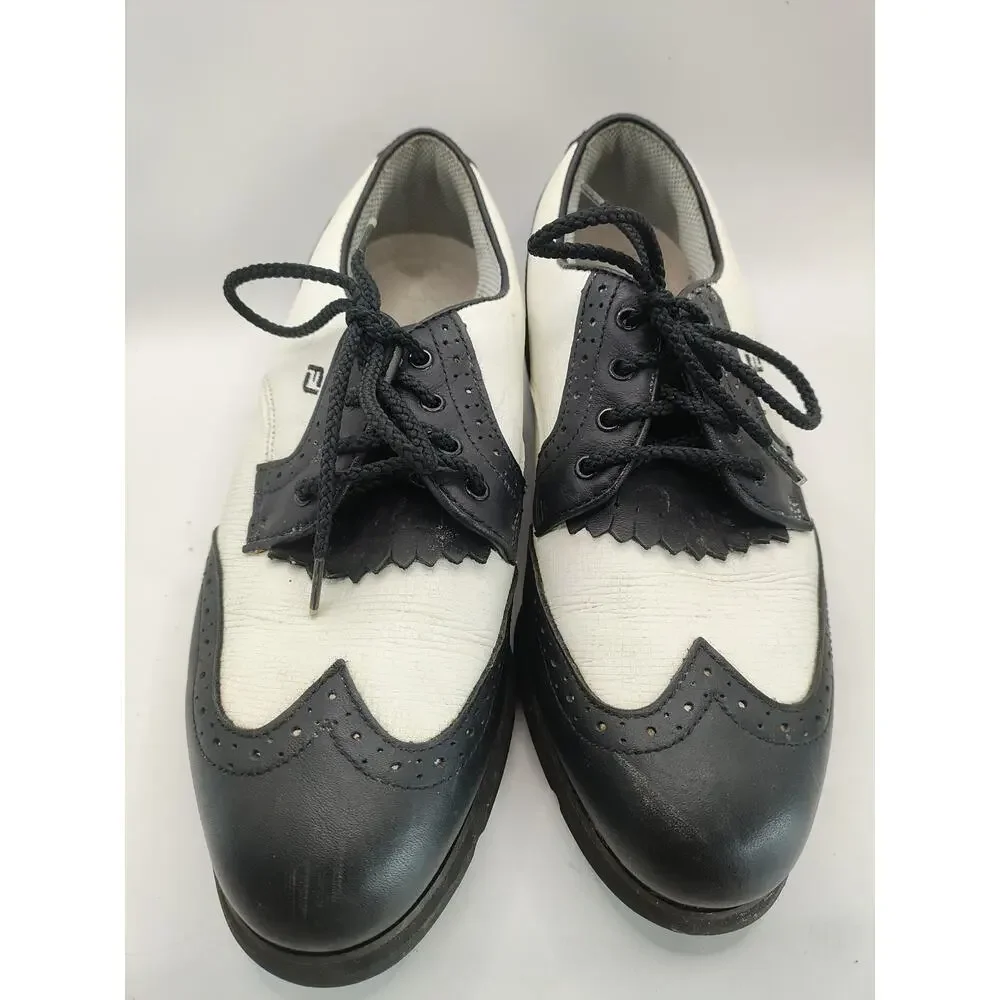FootJoy SoftJoys Terrains Black White Golf Shoes 98347 Women's Sz 7.5 M
